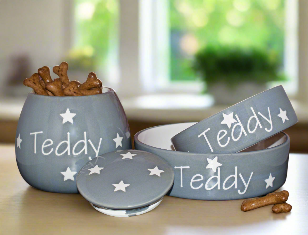 Personalised Straight sided Polka design Treat Jar set