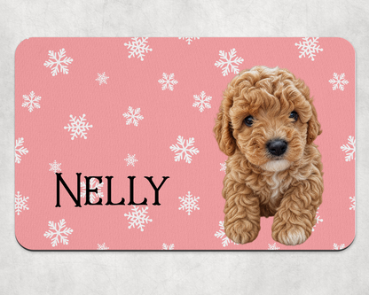 Personalised Christmas Pet Portrait bowl mat
