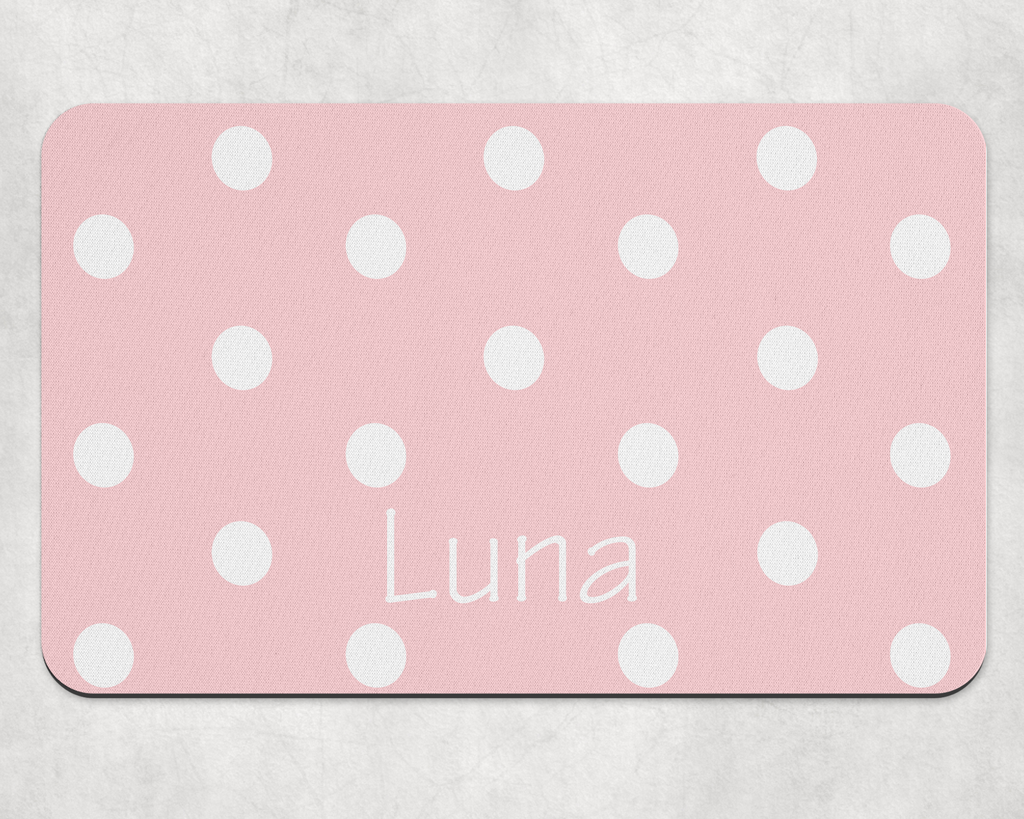 Personalised Pet Bowl Mat Polka Dot Design