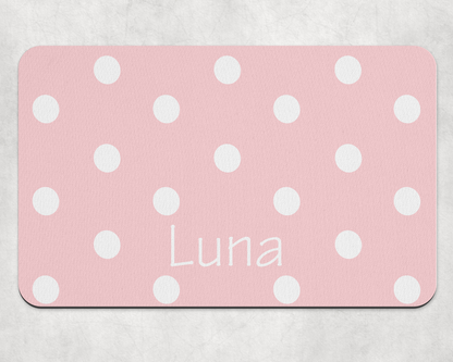 Personalised Pet Bowl Mat Polka Dot Design