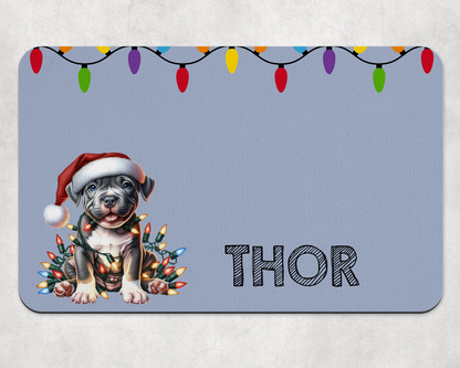 Personalised Christmas Bowl Mat Dog Breed Design