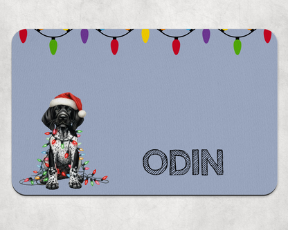 Personalised Christmas Bowl Mat Dog Breed Design