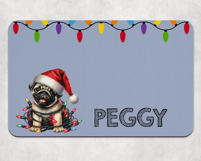 Personalised Christmas Bowl Mat Dog Breed Design