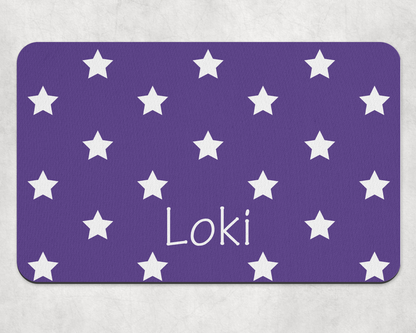 Personalised Pet Bowl Mat Polka Star Design