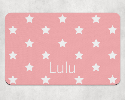 Personalised Pet Bowl Mat Polka Star Design
