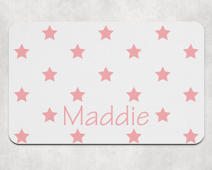 Personalised Straight Sided Polka Star bowl and mat set