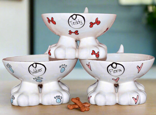 Personalised Dog Leg Bowl Whimsical