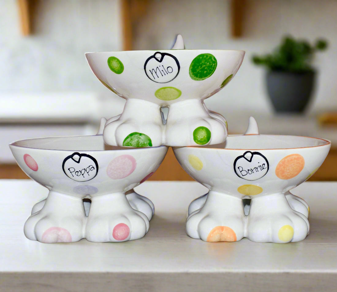Personalised Dog Leg Bowl Spotty Design