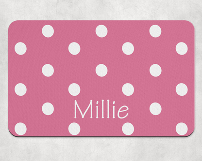 Personalised Pet Bowl Mat Polka Dot Design