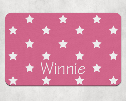 Personalised Pet Bowl Mat Polka Star Design