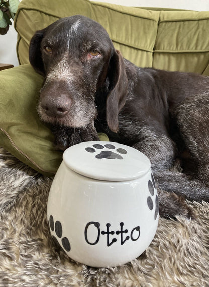 Personalised Treat Jar Paw Print Design