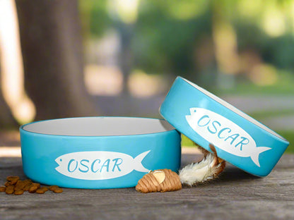Personalised Straight sided Fish design 2 bowl set