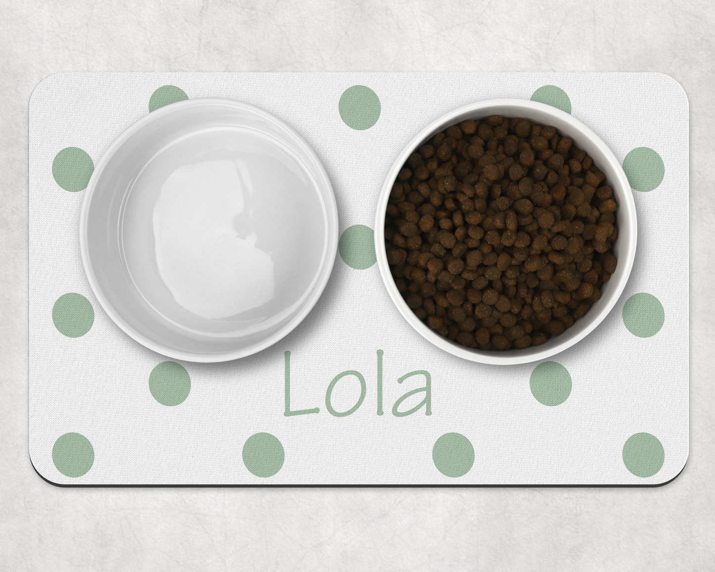 Personalised Pet Bowl Mat polka dot Confetti Design