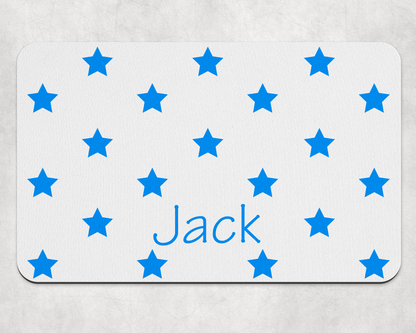Personalised Straight Sided Polka Star bowl and mat set