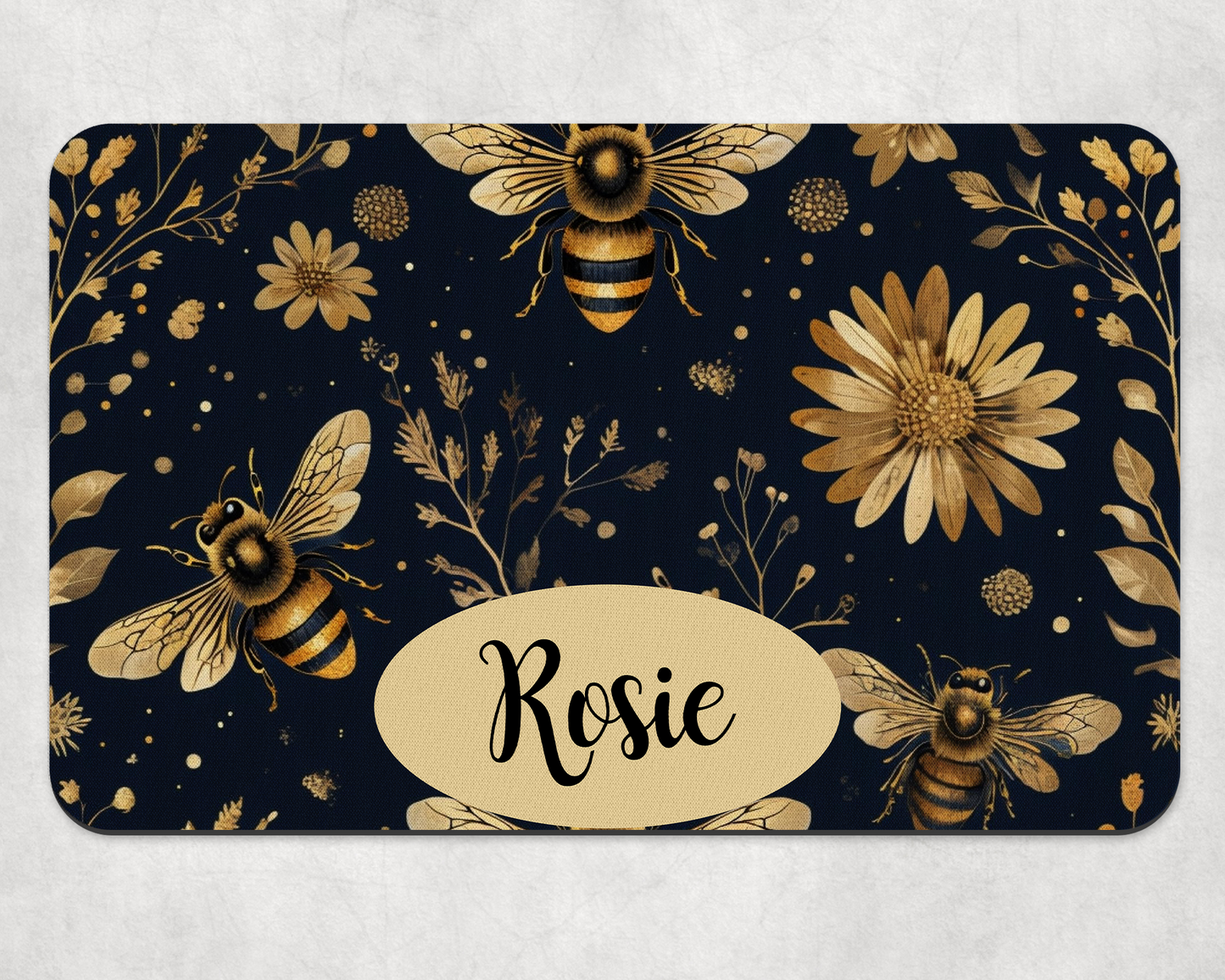Personalised Pet Bowl Mat Luxury Bee Design