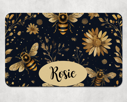 Personalised Pet Bowl Mat Luxury Bee Design