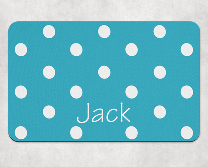 Personalised Pet Bowl Mat Polka Dot Design