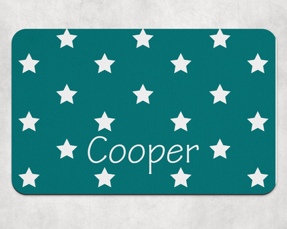 Personalised Pet Bowl Mat Polka Star Design