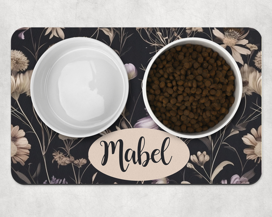 Personalised Pet Bowl Mat Luxury Floral Design