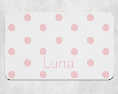 Personalised Pet Bowl Mat polka dot Confetti Design