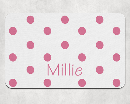 Personalised Pet Bowl Mat polka dot Confetti Design