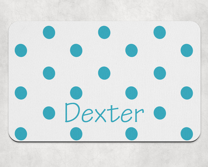 Personalised Pet Bowl Mat polka dot Confetti Design