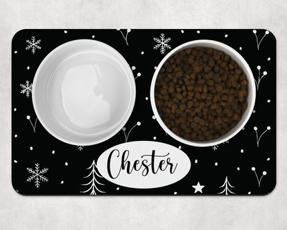 Personalised Pet Bowl Mat Scandi Style Christmas mat design
