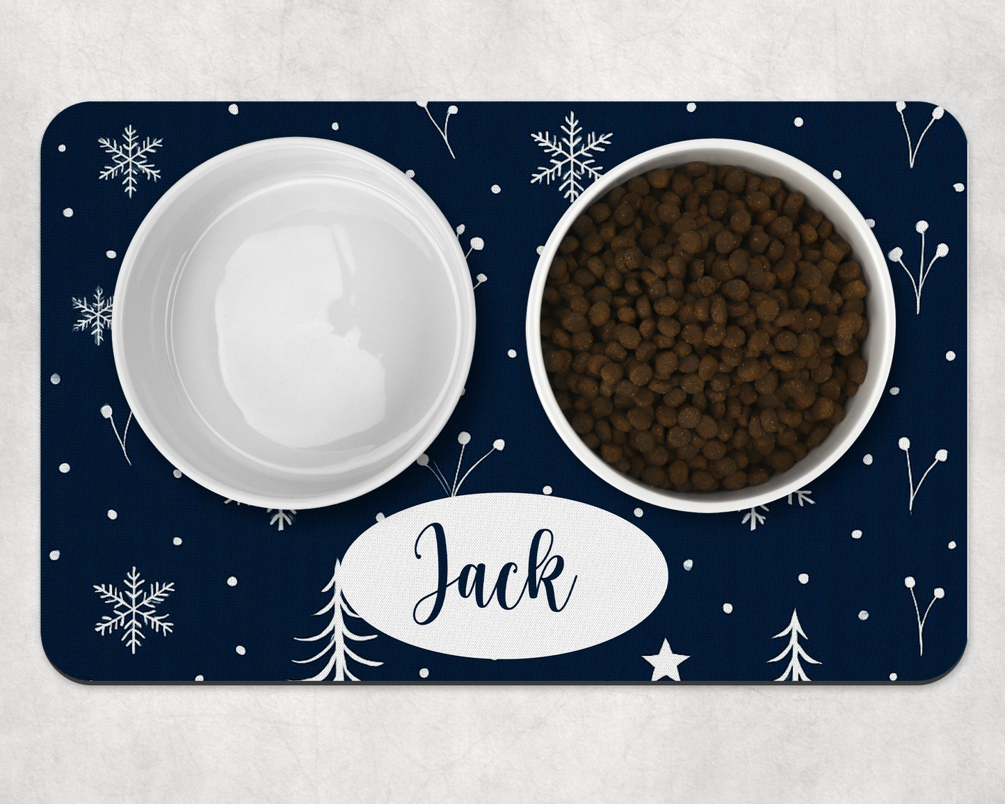 Personalised Pet Bowl Mat Scandi Style Christmas mat design
