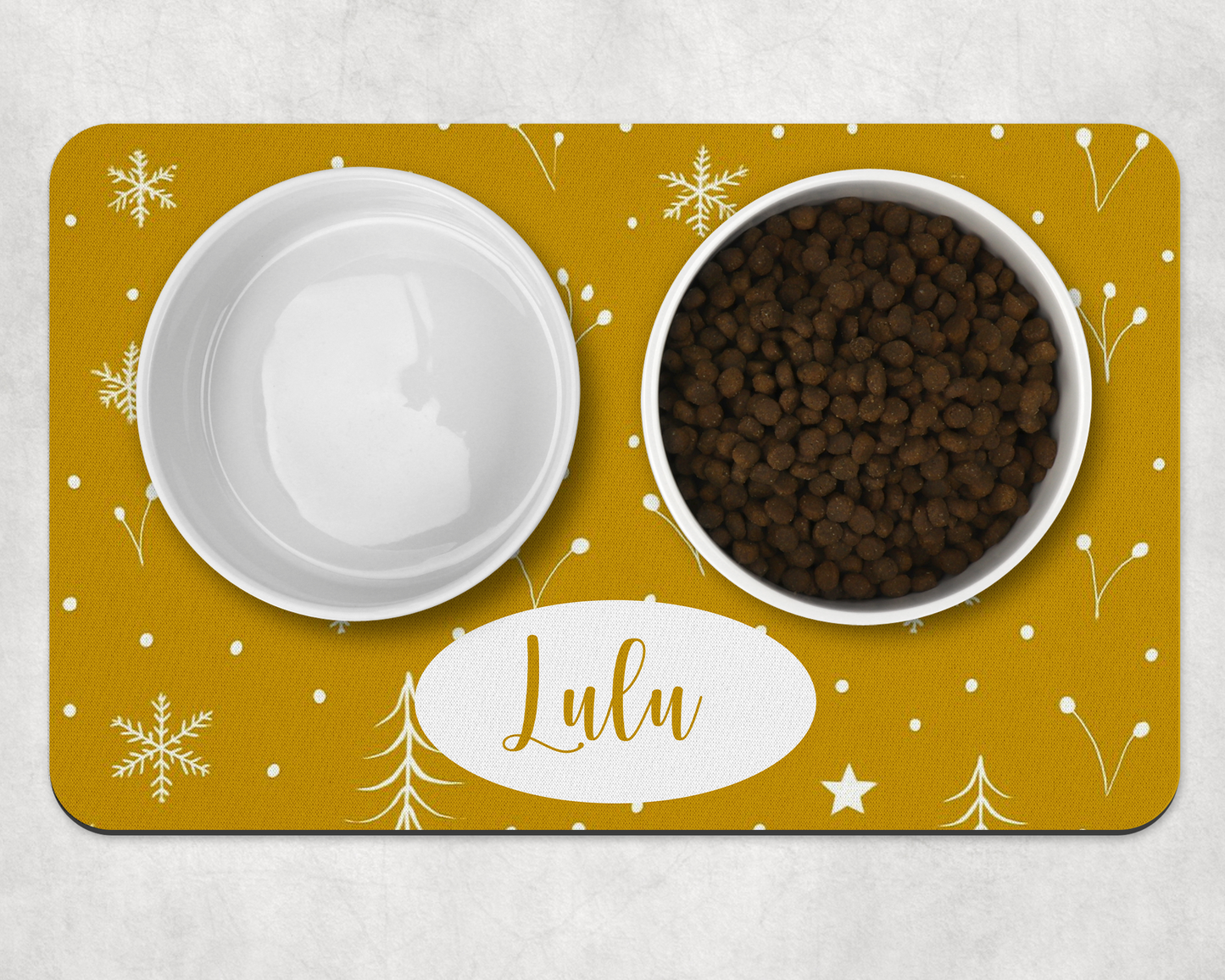 Personalised Pet Bowl Mat Scandi Style Christmas mat design
