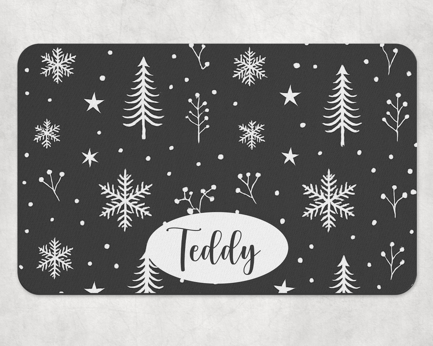 Personalised Pet Bowl Mat Scandi Style Christmas mat design