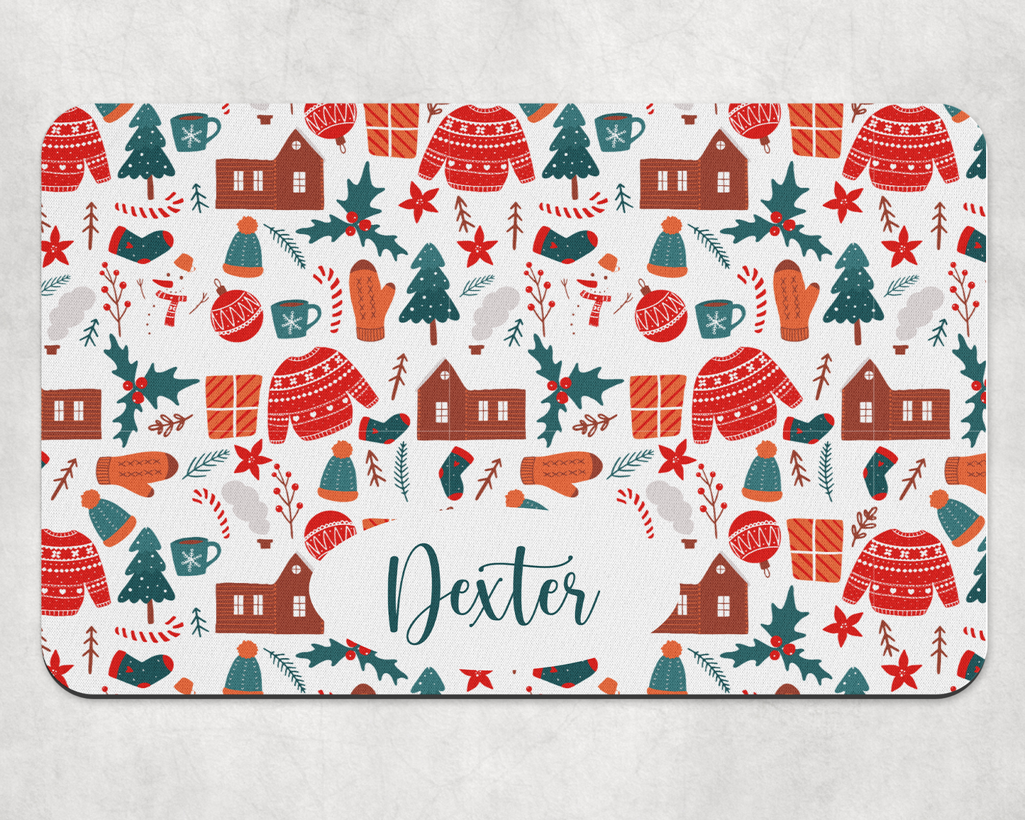 Personalised Pet Bowl Mat Christmas Mix Design