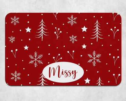 Personalised Pet Bowl Mat Scandi Style Christmas mat design