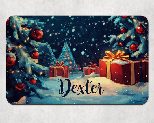 Personalised Pet Bowl Mat Christmas Festive Design