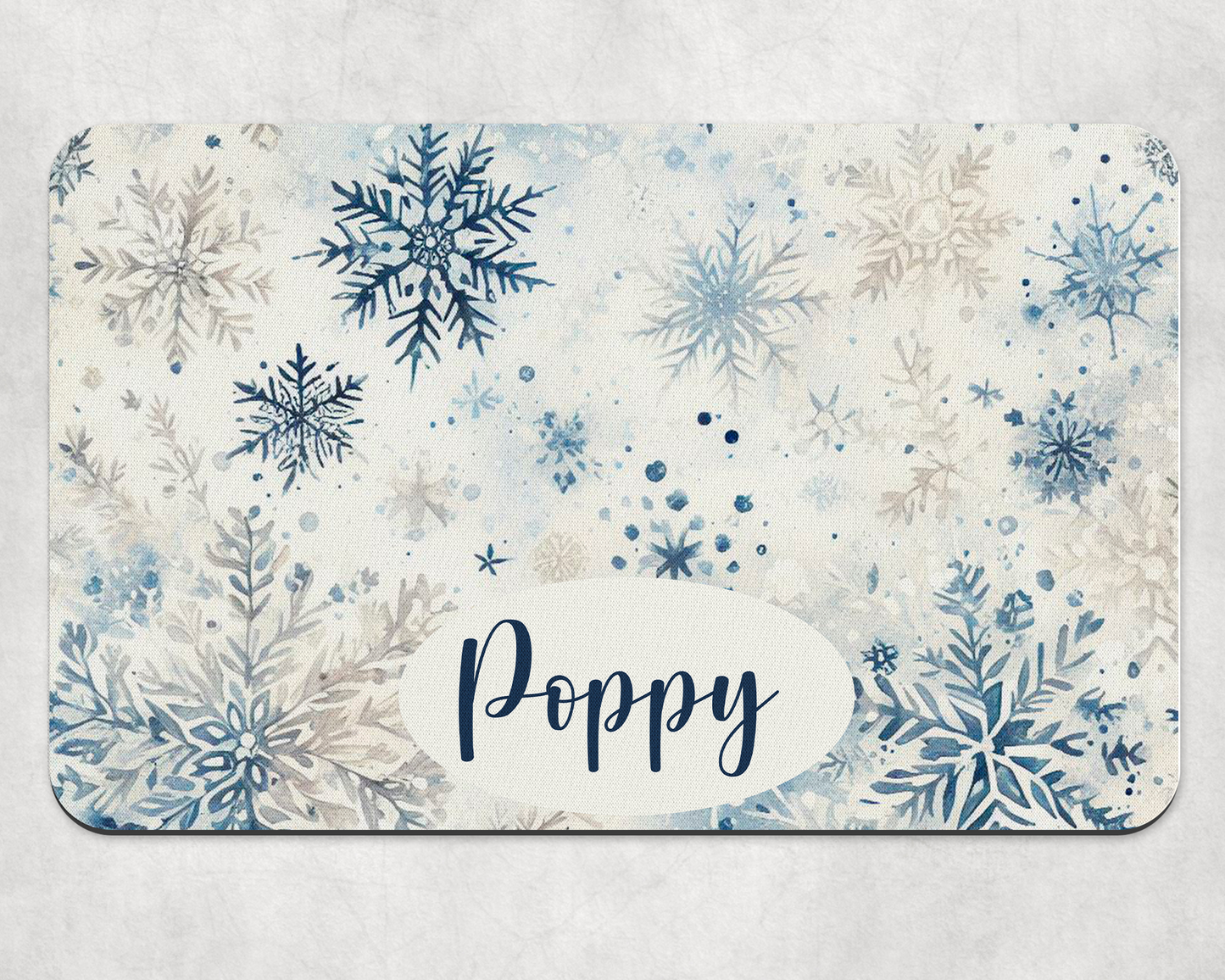 Personalised Pet Bowl Mat Christmas Snowflake Design
