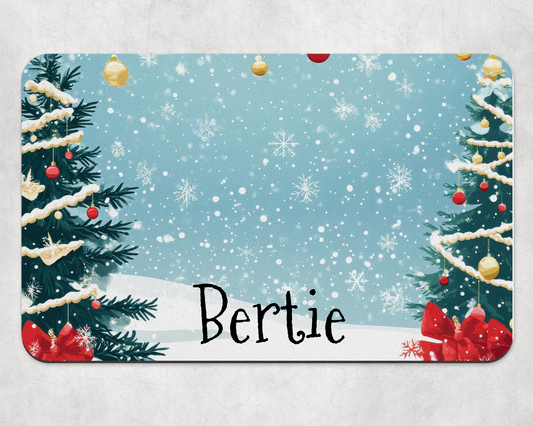 Personalised Pet Bowl Mat Christmas Winter Scene 1 Design