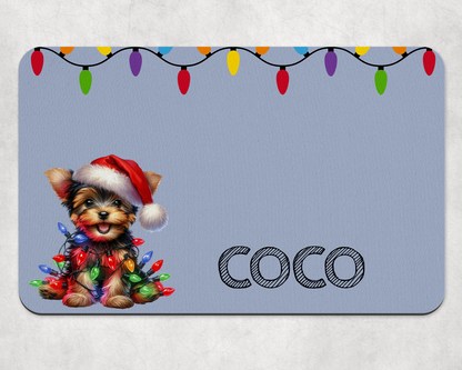 Personalised Christmas Bowl Mat Dog Breed Design